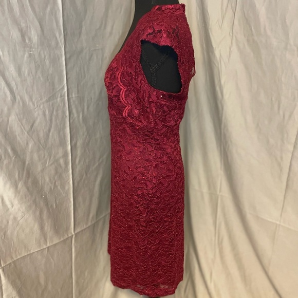 NWT Connected Apparel Burgundy Lace Midi Dress - Picture 8 of 13